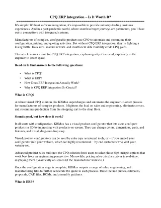 cpq erp integration is it worth it