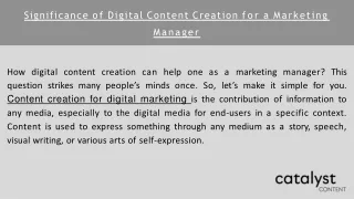 Significance of Digital Content Creation for a Marketing Manager