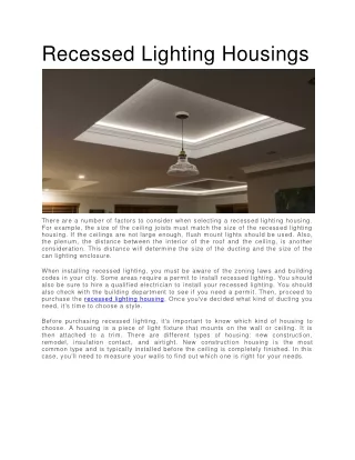 Recessed Lighting Housings