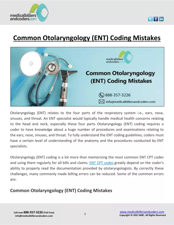 PPT Common Otolaryngology (ENT) Coding Mistakes PowerPoint