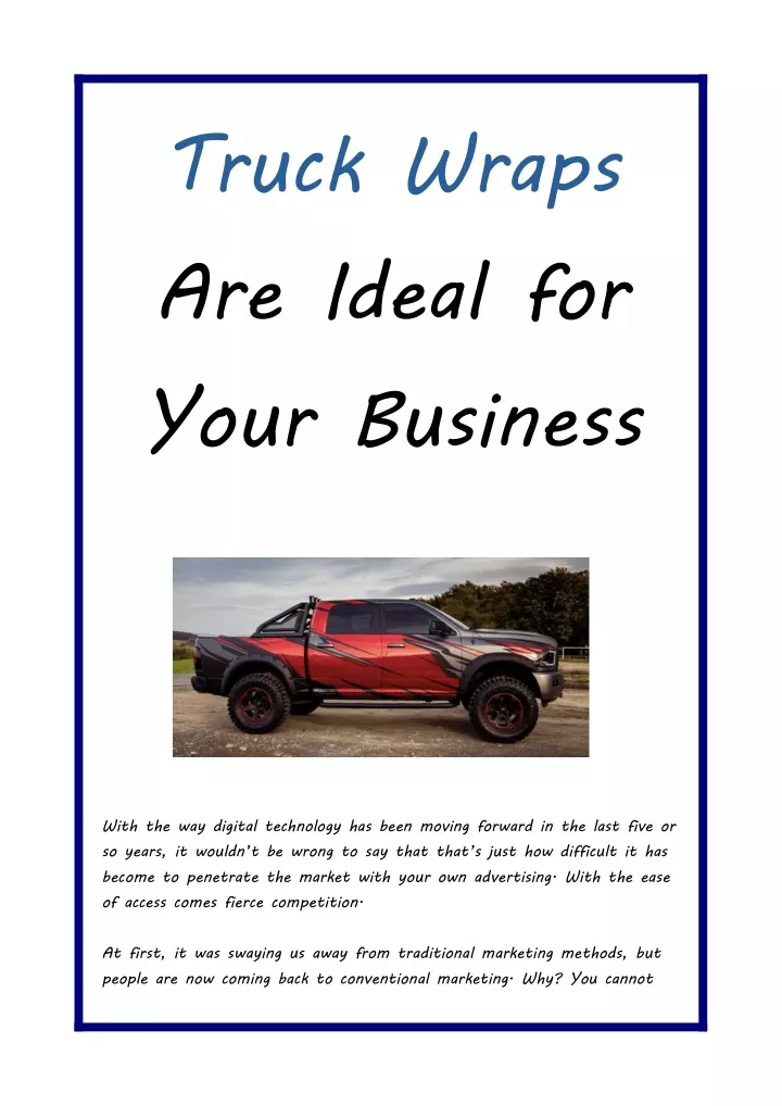 truck wraps are ideal for your business