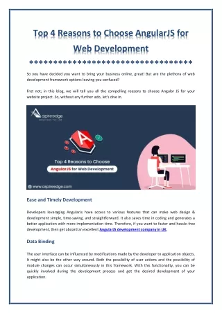 top 4 reasons to choose angularjs for