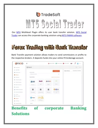 our mt4 multilevel plugin offers its user bank
