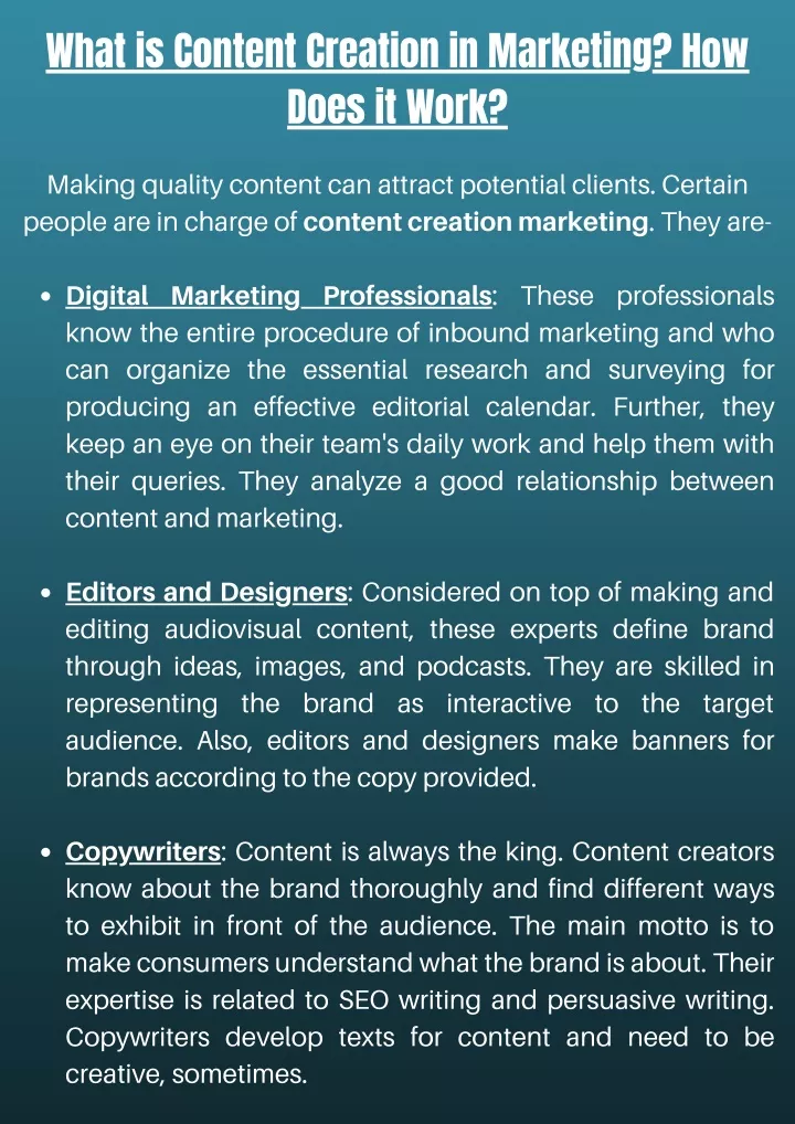 what is content creation in marketing how does
