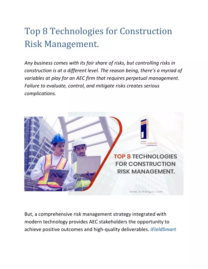 top 8 technologies for construction risk