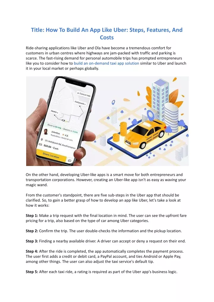 title how to build an app like uber steps
