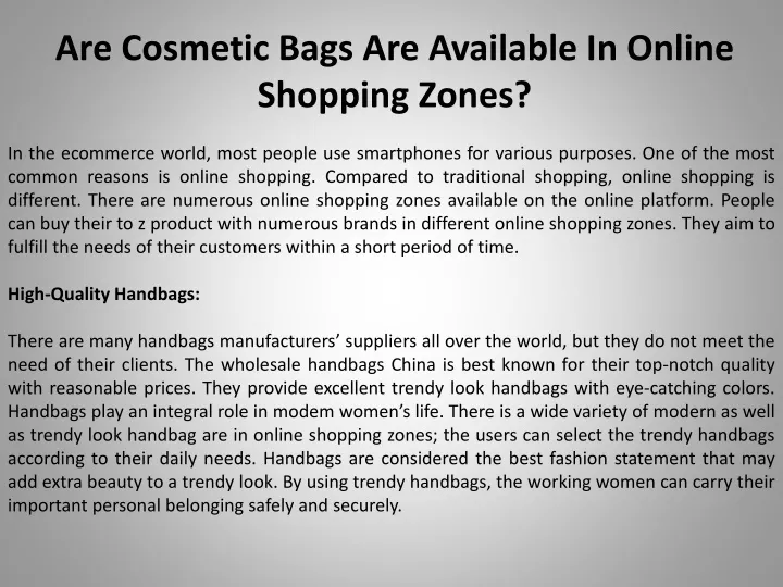 are cosmetic bags are available in online