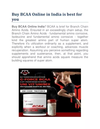 Buy BCAA Online in India is best for you