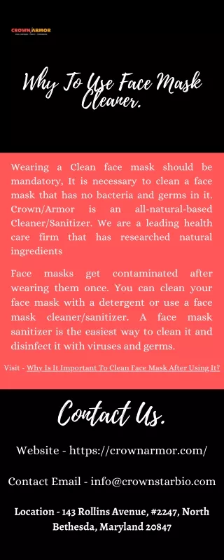 why to use face mask cleaner