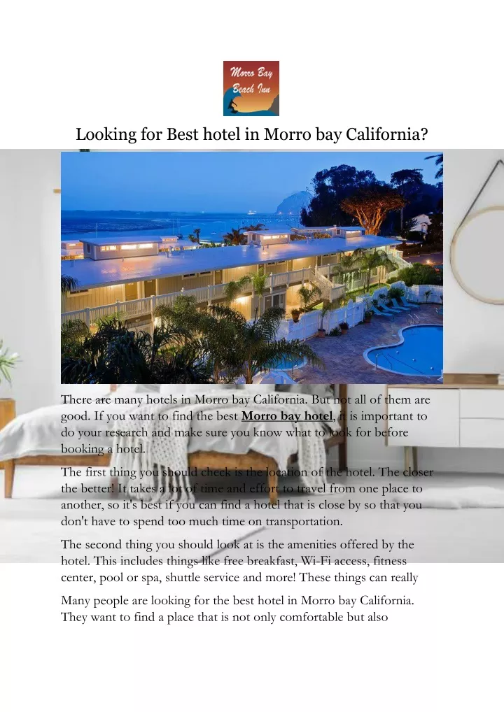 looking for best hotel in morro bay california