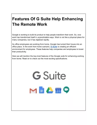 G Suite Help Enhancing The Remote Work