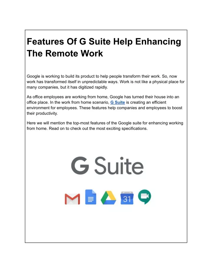features of g suite help enhancing the remote work
