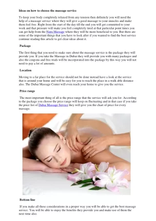 Ideas on how to choose the massage service