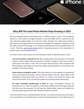 Why Will The Used Phone Market Keep Growing In 2022
