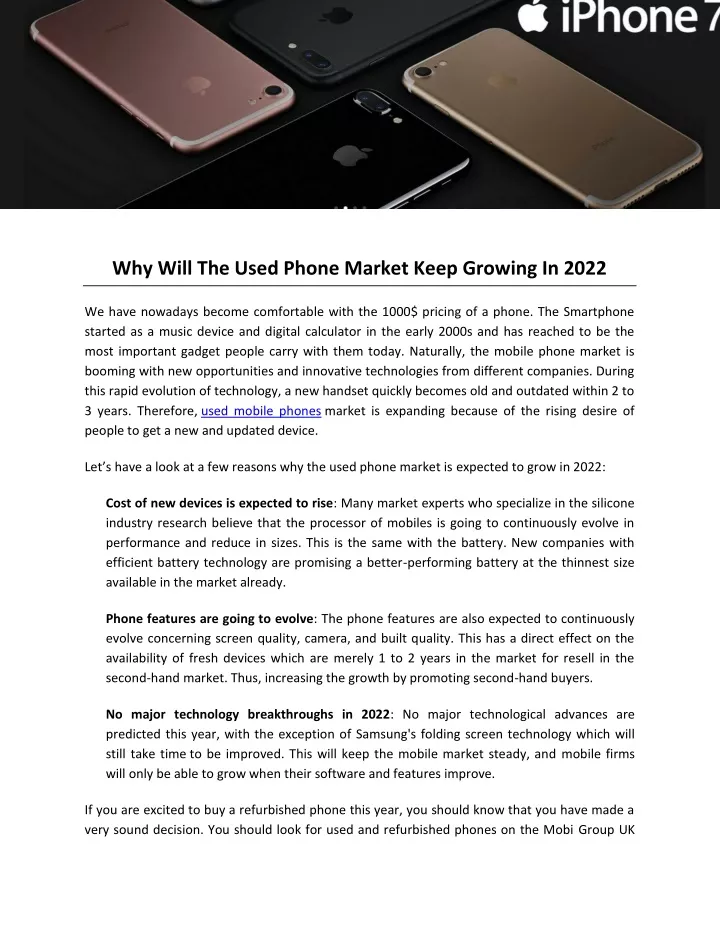 why will the used phone market keep growing
