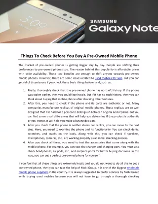 Things To Check Before You Buy A Pre-Owned Mobile Phone