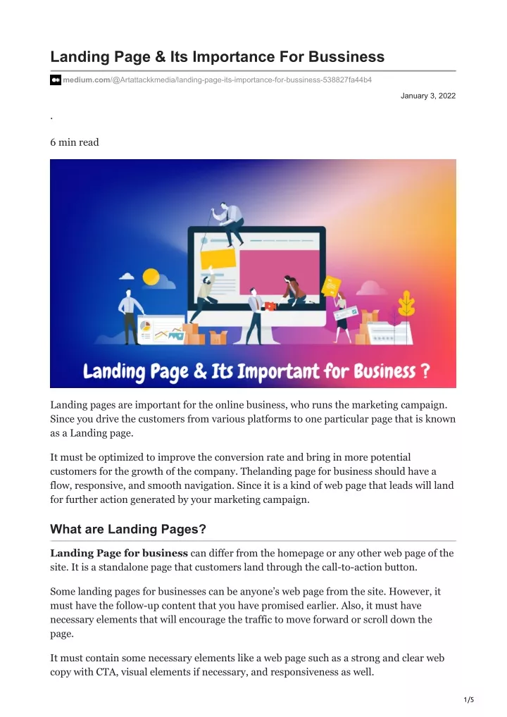 landing page its importance for bussiness