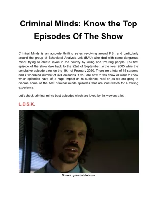 criminal minds know the top episodes of the show