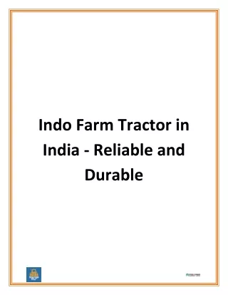 Indo Farm Tractor in India - Reliable and Durable