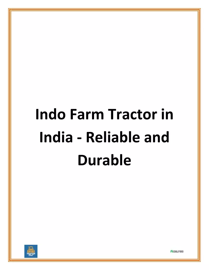 indo farm tractor in india reliable and durable