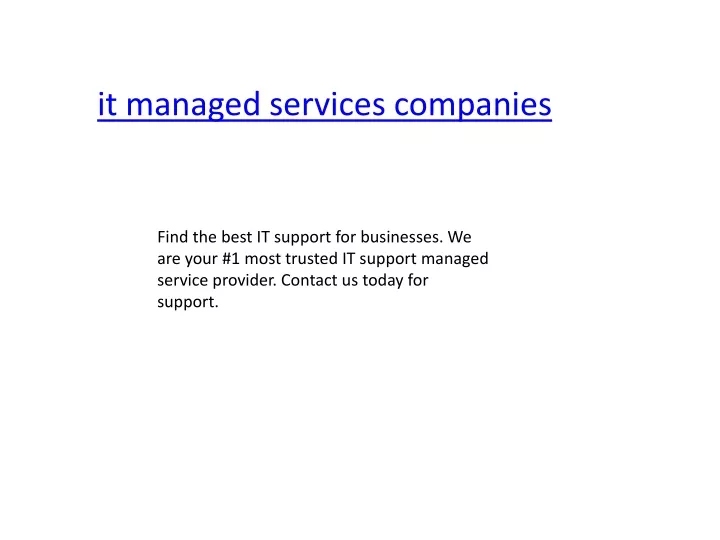 it managed services companies
