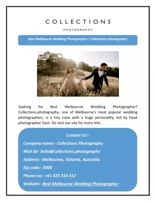 Best Melbourne Wedding Photographer | Collections.photography