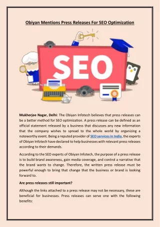obiyan mentions press releases