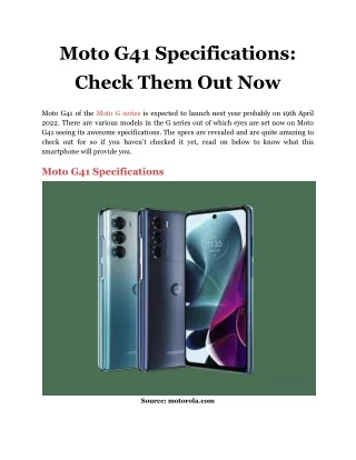 moto g41 specifications check them out now