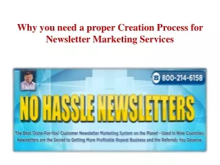Why you need a proper Creation Process for Newsletter Marketing Services