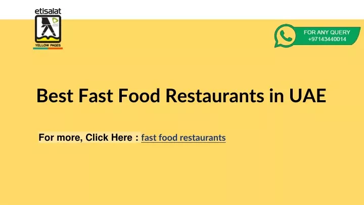 best fast food restaurants in uae