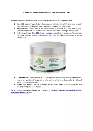 5 Benefits of Skincare Products Enhanced with CBD