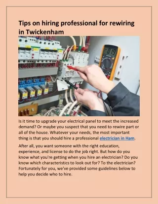 tips on hiring professional for rewiring