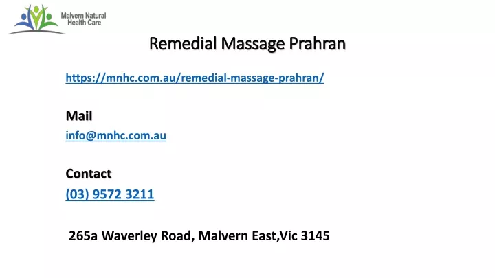 remedial massage prahran