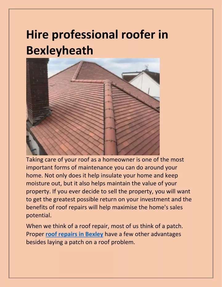 hire professional roofer in bexleyheath