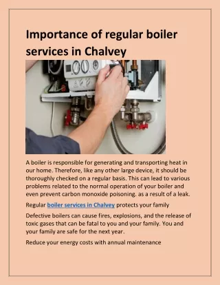 importance of regular boiler services in chalvey