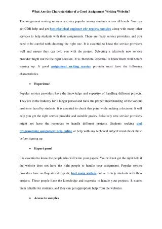 what are the characteristics of a good assignment