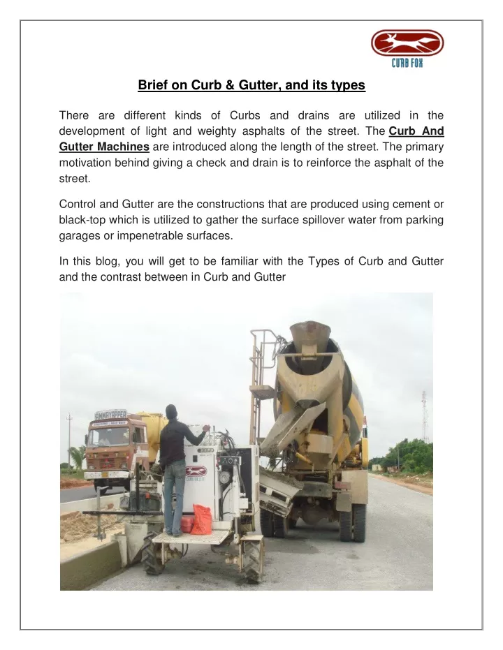 brief on curb gutter and its types there