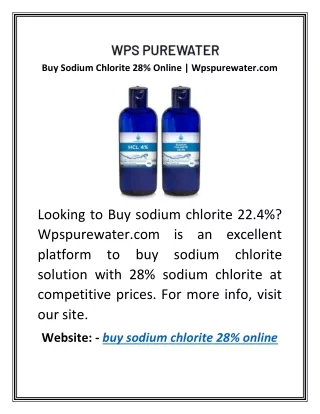Buy Sodium Chlorite 28% Online | Wpspurewater.com