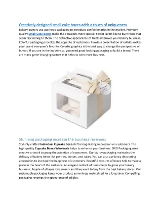 creatively designed small cake boxes adds a touch