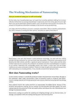 the working mechanism of nanocoating