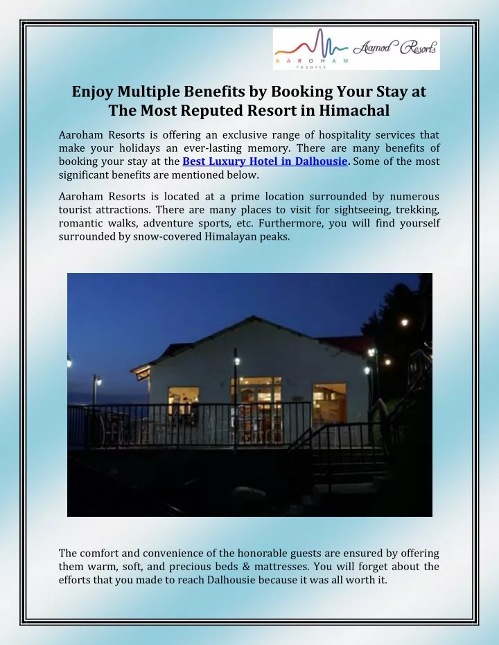 enjoy multiple benefits by booking your stay