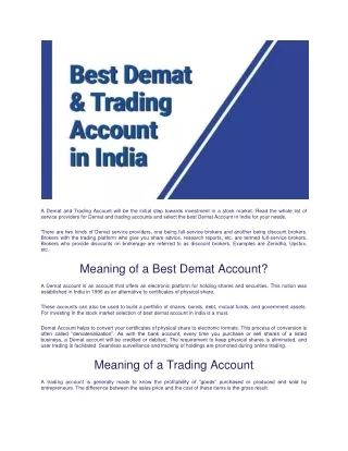 Top 10 Best Demat Account in India 2022- pdf