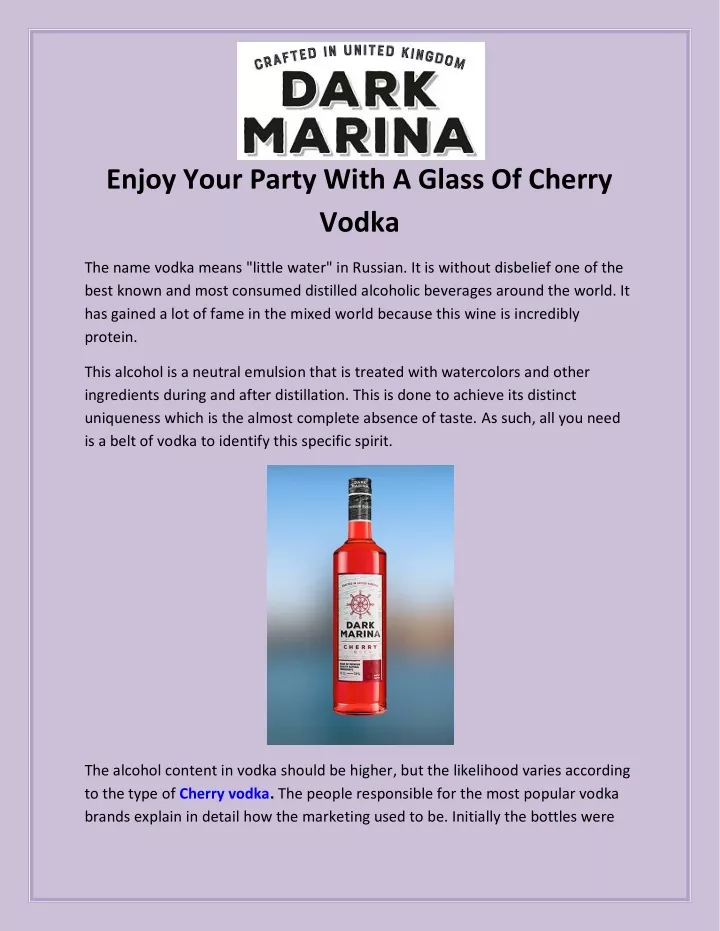 enjoy your party with a glass of cherry vodka