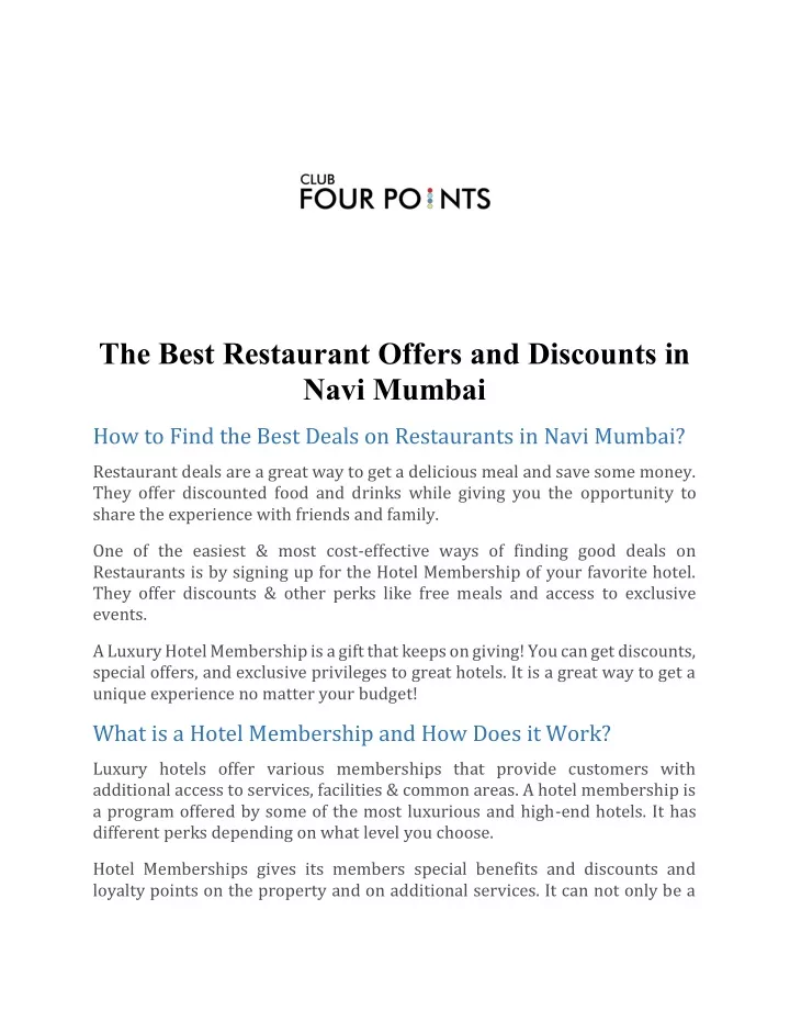 the best restaurant offers and discounts in navi