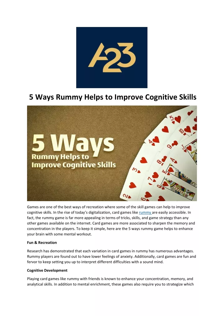 5 ways rummy helps to improve cognitive skills