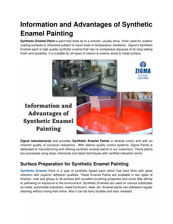 information and advantages of synthetic enamel