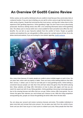 an overview of god55 casino review