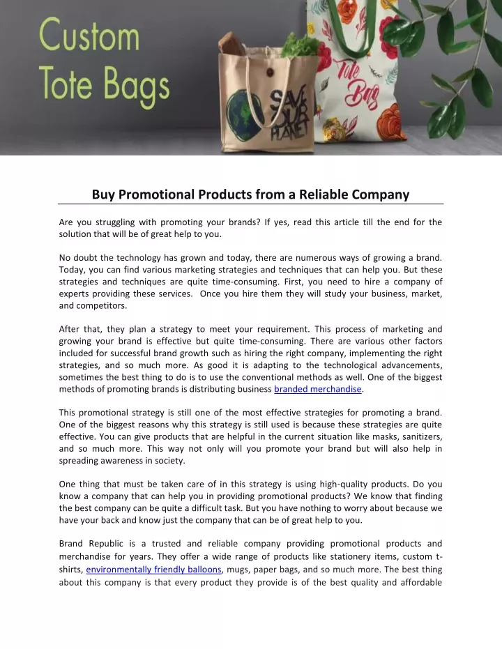 buy promotional products from a reliable company