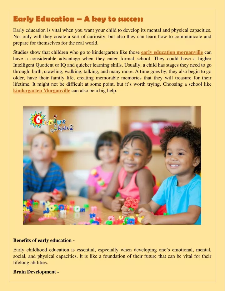 early education a key to success