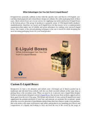 what advantages can you get from e liquid boxes
